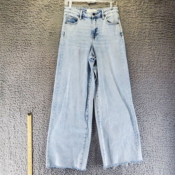 Hidden Jeans Womens Size 27 Light Blue Nori High-Rise Wide Leg Frayed Hem Denim - Picture 1 of 12